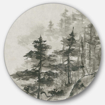 Asian Forest - Landscape Round Metal Wall Art